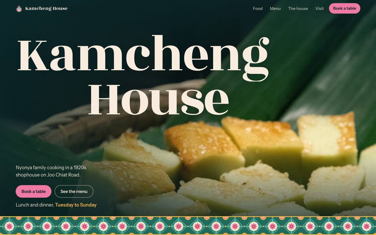 Kamcheng House website on a desktop screen