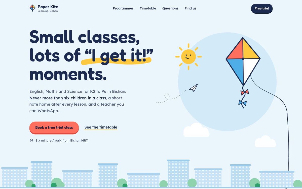 Paper Kite Learning website on a desktop screen